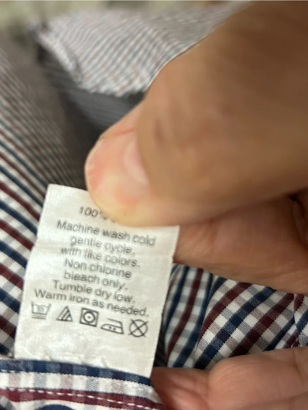 J. Crew Men's Burgundy and White Gingham Button-Down Shirt
